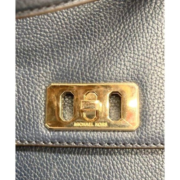 Michael Kors Karson Navy Blue Pebbled Leather Purse - Picture 2 of 7